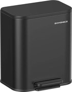 Konyhai pedálos szemetes, 20 literes acél kuka, tintafekete