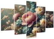 Kép - Természet csendélet virágokkal - festmény (150x105 cm)