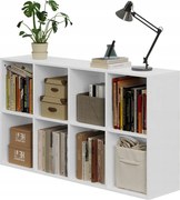 Nyitott Könyvespolc Komód Kocka 4x2 Tágas Fehér Irodai Loft Modern 130CM