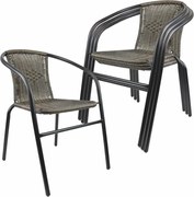 Kerti szék garnitúra egymásba rakható sötétszürke 4 db