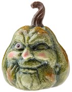 Őszi dekoráció Arcú tök, 13 x 16 cm, zöld, kerámia