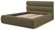 Sötétzöld kárpitozott franciaágy tárolóhellyel, ágyráccsal 160x200 cm Jagna – Bobochic Paris