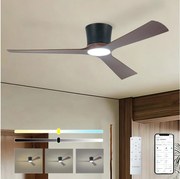 ZEVENTI - LED mennyezeti ventilátor AUREX LED/24W/230V Wi-Fi Tuya fekete/dió + távirányító
