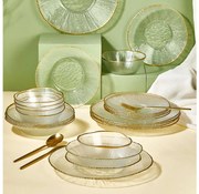 24 darabos étkészlet – átlátszó üveg, arany