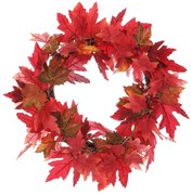 Őszi koszorú piros levelekkel és bogyókkal , átmérő 50 cm