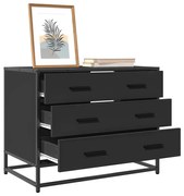 fekete szerelt fa fiókos szekrény 70x41x56 cm