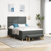Box Spring Ágy Matraccal és Pad Dark Grey 140x200 cm Szövet