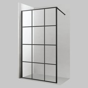 Viva AQUA Max WALK IN Zuhanyfal - FEKETE mintás - FEKETE profil - 8 mm NANO üveg - 90 x 200 cm