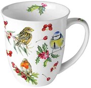 Karácsonyi porcelán bögre 400 ml Téli Madárdal