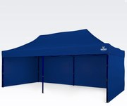 Kerti pavilon 3×6 m – összecsukható, 3 fallal | BRIMO® - plusz 3 oldalfal - Kék