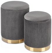 KÉSZLET 2x Taburet MONTY átm. 36/66 cm szürke/arany