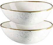 Mäser 2 részes ovális tálkészlet Pintar White kékpöttyös 22 x 19 cm
