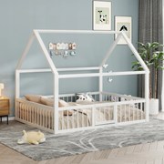 Fém ágy 140 x 200 cm Vas ágy, gyerekágy házak Fehér