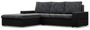 Toronto sarokkanapé, 2 ágyneműtartóval, fonott + műbőr, baloldali, szürke - fekete