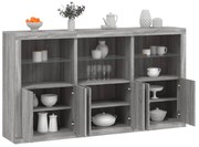 szürke sonoma színű tálalószekrény LED-ekkel 181,5x37x100 cm