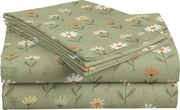 Pamut lepedő gyerekágyba FLORAL NEST zöld 110x160 cm
