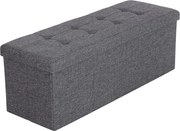 Összecsukható vászon tárolópuff, sötétszürke 110x38x38cm