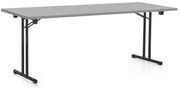 Összecsukható asztal 200 x 80 cm, fekete lábak, világos szürke