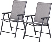 Outsunny Összecsukható Szék Karfával 2 db Káprázatos Szék Fém Szürke 58 x 64 x 94 cm | Aosom