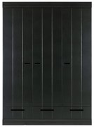 Connect fekete borovi fenyő ruhásszekrény borovi fenyő konstrukcióval, szélesség 140 cm - WOOOD
