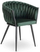 Glamour étkezőszék ELENA sötétzöld bársony/fekete lábak