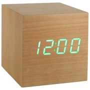 Ébresztőóra "Cube Click", bükk / zöld - Gingko