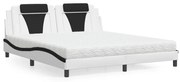 fehér és fekete műbőr ágy matraccal 180 x 200 cm
