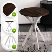 Kerek Étkezőasztal Dió/Fehér Színben. LAUREN 60 cm