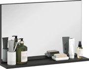 kleankin Fali Fürdőszoba Tükör Polccal, Modern Többcélú Tükör Fürdőszobába, Hálószobába és Előszobába, 60x12x40 cm, Fekete | Aosom