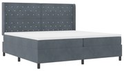 Boxrugós ágy fejtámlával Sötétszürke 200 x 200 cm Bársony