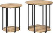 vidaXL Kisasztal készlet polcokkal 2 pcs Barna