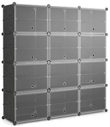 12 rekeszes műanyag cipőtartó oldalsó akasztókkal