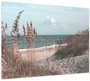 Üveg kép - Rózsaszín strand (70x50 cm)