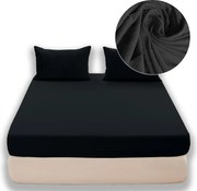 Gumis lepedő 160x200cm Cotton world jersey Fekete puha GK08