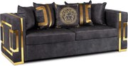 Háromszemélyes kanapé fekete/arany színben PALLAZO 3S