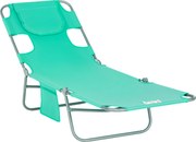 Outsunny Összecsukható Napozóágy Olvasóablakkal, Fejtámlával, 5 Fokozatban Állítható Hátmasszázzsal, Időjárásálló Kempingágy 120 kg Teherbírással, Ker