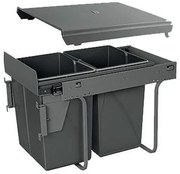 Hulladékgyűjtő GTV Practi Eco 400, szelektív, frontkihúzású, lágy záródás, 2x20 L edénnyel, fedéllel