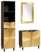 Fürdőszobai bútor szettek fiókkal ajtóval 3 pcs Fekete és Arany