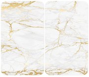 Fehér-aranyszínű edzett üveg tűzhely fedőlap szett 2 db-os 30x52 cm Marble – Wenko