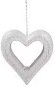 Függő fém dekoráció tea gyertya Szív, 27 x 68 x 5cm