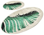 Zöld-bézs fürdőszobai kilépő szett 2 db-os 60x100 cm Floret – Foutastic