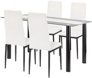 Denton 4+1 étkező garnitúra fehér-fekete