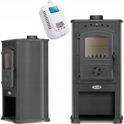 Kályha Kandalló acél kecske erős öntöttvas 10KW 120mm Antracit+detektor