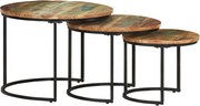 vidaXL 3 db tömör újrahasznosított fa egymásba tolható asztal