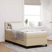 Box Spring Ágy Matraccal &amp; LED Fénnyel Bézs 80x200 cm Bársonyos Szövet
