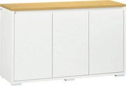 HOMCOM Nappali Tálca Tároló Szekrény Konyhai Tálca 3 Ajtóval és Állítható Polcokkal Étkezőhöz, Előszobához 120x37x75 cm Fehér | Aosom