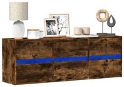 füstös tölgy színű fali TV-szekrény LED-ekkel 130x31x45 cm