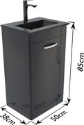 Mosdó alatti állószekrény 50 fekete festett magasfényű Omeble