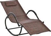 Outsunny Kültéri Ringató Fotel Karfával, Fejtámlával, Rattan Hatással Kertiszínre, Teraszra, Max Teherbírás 160 kg, 157x60x80 cm Barna | Aosom
