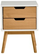 Baku barna-fehér éjjeliszekrény tömör borovi fenyőből - Marckeric